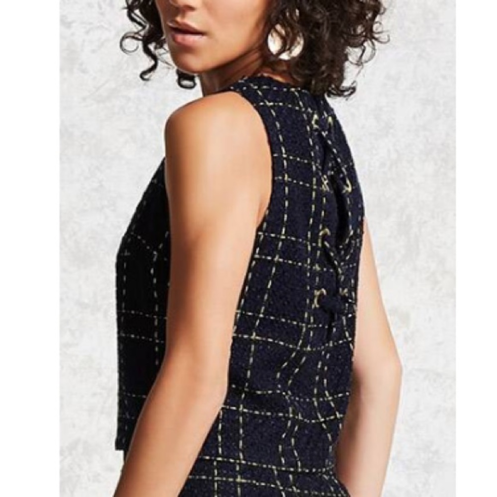 Tweed Shell Top with Metallic Thread